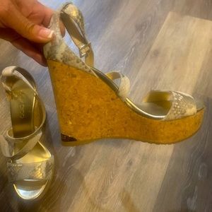 Jimmy Choo Portia 120 gold metallic snake USED-good condition size 39